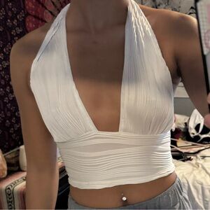 SHEIN White Crop Cut Out Tank Top